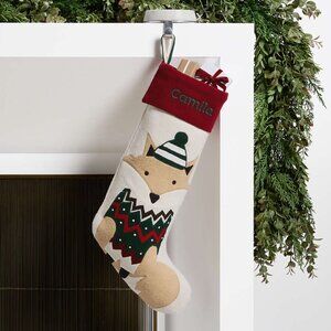 Crate & Barrel Fair Isle Friends Fox Christmas Stocking by Joan Anderson